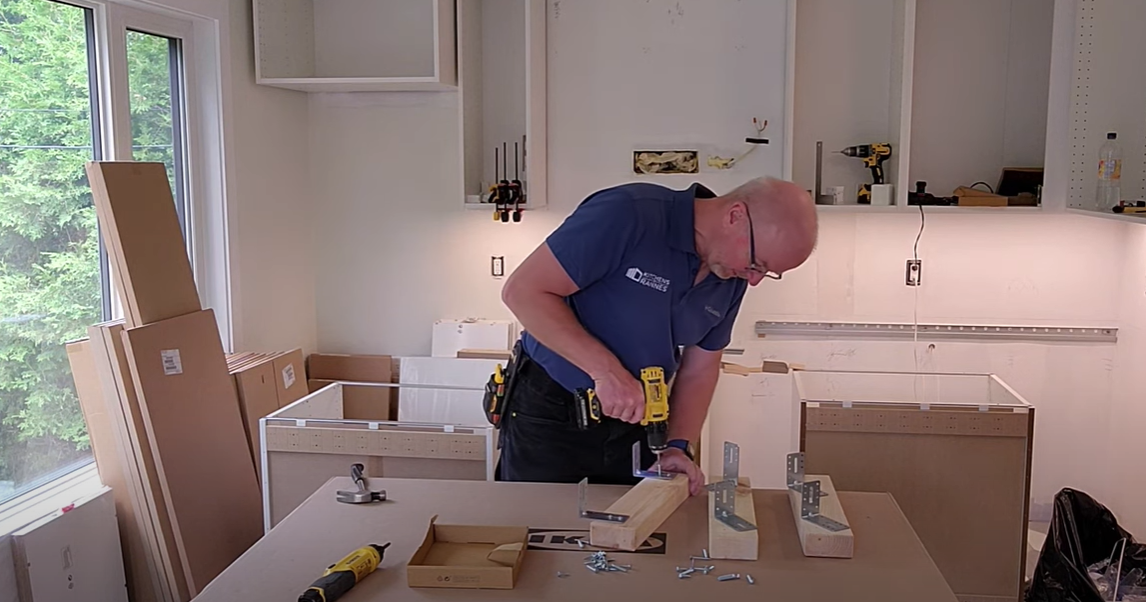 Installing A Single Row Ikea Kitchen Island - Sektion base cabinets